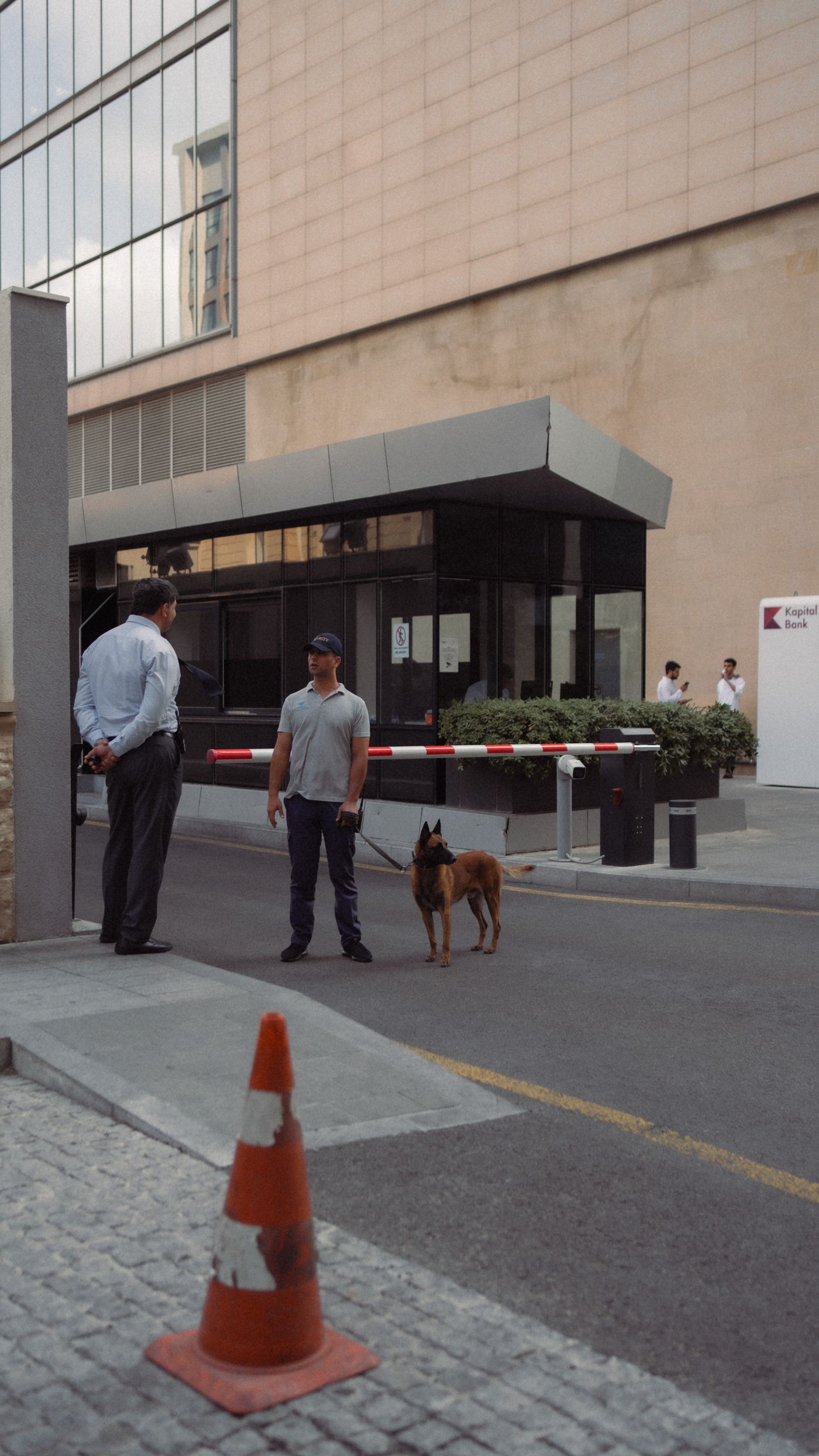 Uniformed guard & K9 handler on patrol